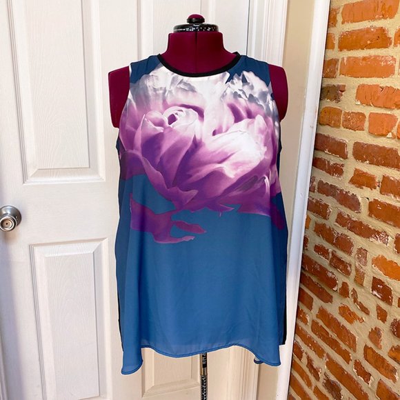 NWT Alfani Blossom Print Sleeveless High Low Top - Picture 3 of 6